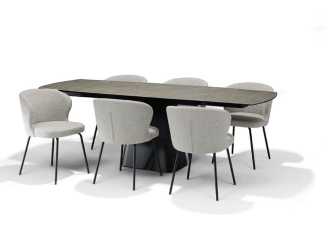 Rick Eettafel Glas Keramiek Taupe 160 240 215 90 Uitschuifbaar