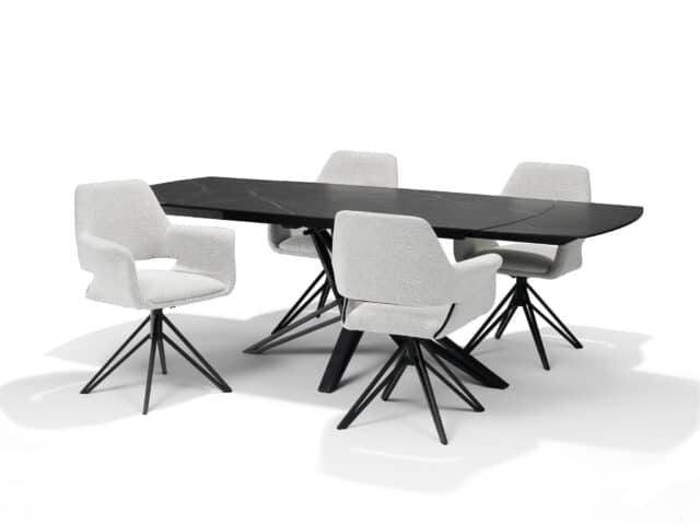 Vegas Eettafel Deckstone Zwart Marmer 160 240 X 90 Uitschuifbaar