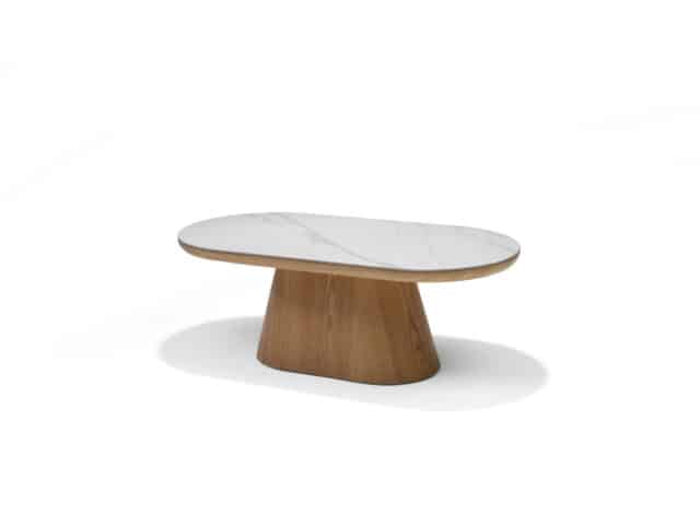Delos Salontafel Wit Deckstone 120 215 60 8211 Eiken Naturel Kolomvoet