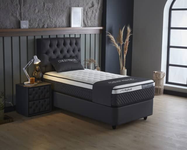 Skybedd 8211 Boxspring Met Opbergruimte Chestybedd Antraciet 90 X 200