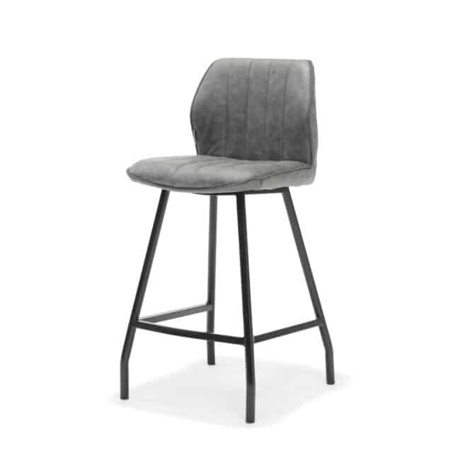 Barstoel Gino Zwart Stof Soft Steel