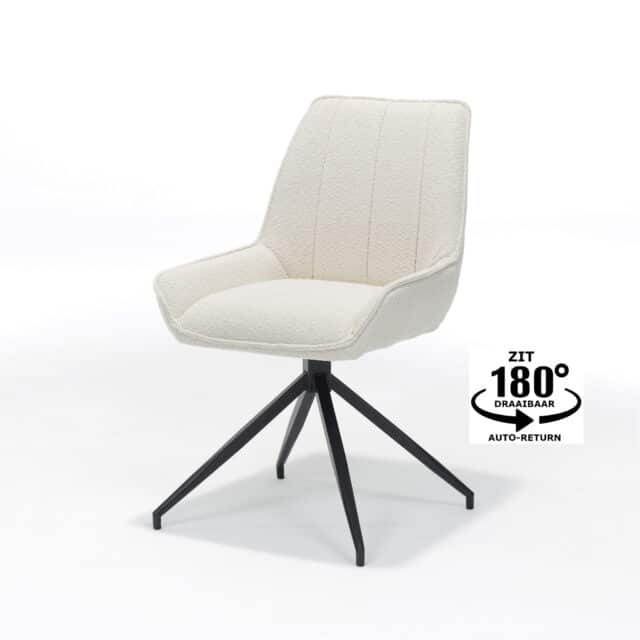Montana Stoel 8211 Stof Teddy Ecru 8211 Draaivoet Zwart