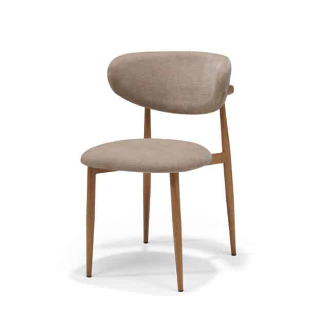 Dalton Stoel Stof Vibe 21 Taupe 8211 Metalen Frame Eiken Naturel