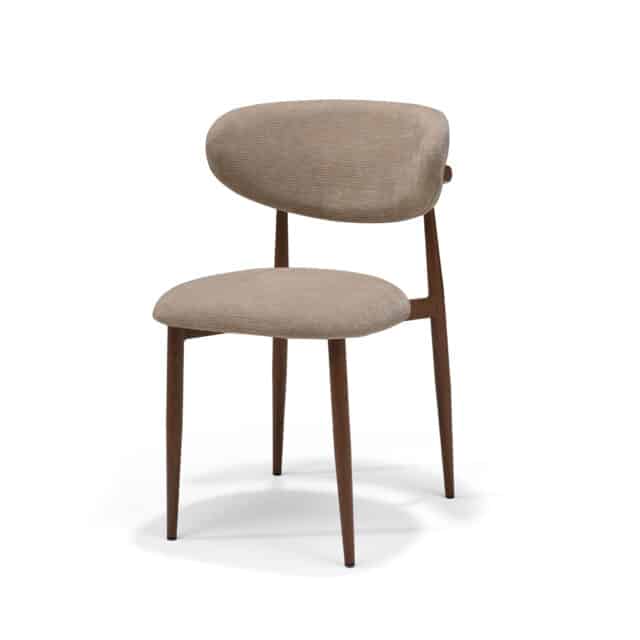 Dalton Stoel Stof Vibe 21 Taupe 8211 Metalen Frame In Notenkleur