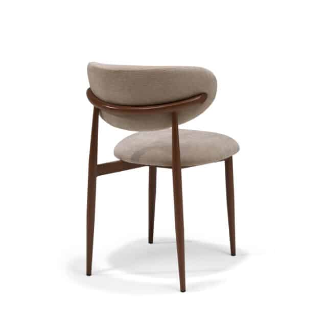 Dalton Stoel Stof Vibe 21 Taupe 8211 Metalen Frame In Notenkleur