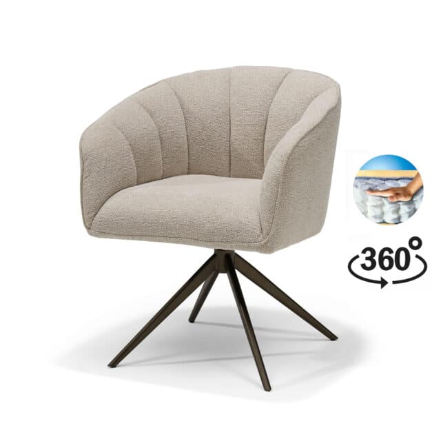 Cocoon Armstoel Stof Sahara Mushroom 8211 360 Draaibaar Frame Anodisch Bruin