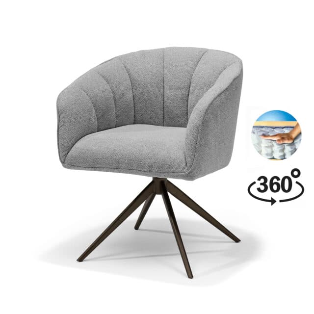 Cocoon Armstoel Stof Sahara Grijs 8211 360 Draaibaar Frame Anodisch Bruin