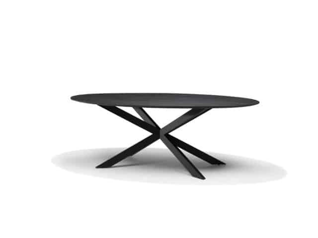 Solar Eettafel 220 215 120 Ovaal Mango Zwart 3 Cm