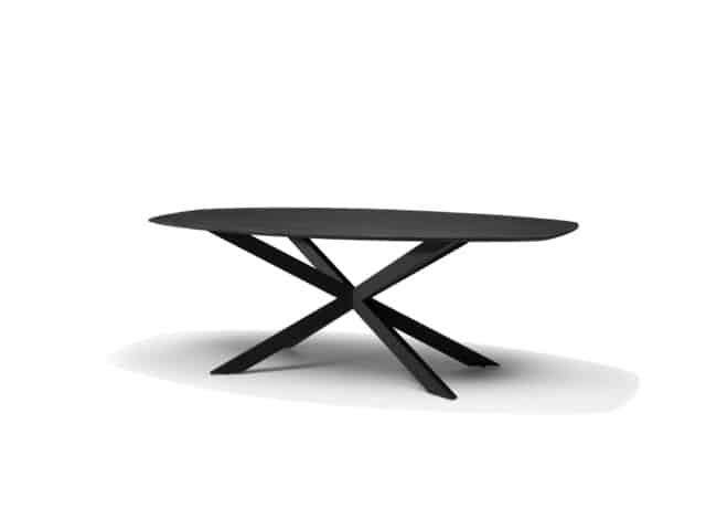 Solar Bootvormige Eettafel 220 X 110 Mango Zwart 3 Cm