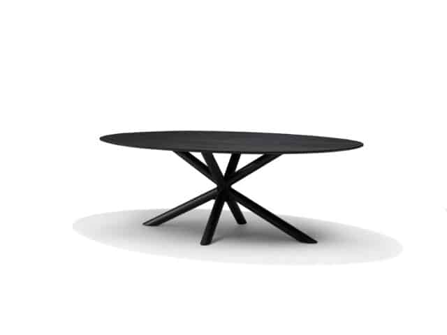 Sirius Eetkamertafel 220x120 Ovaal Mango Zwart 3cm