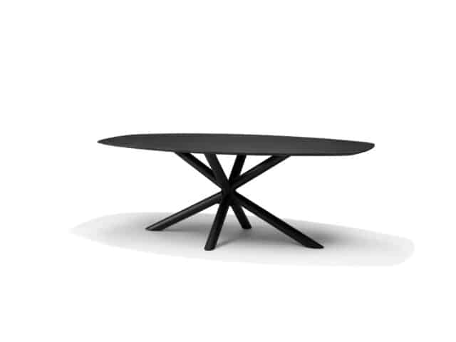 Sirius Eettafel 220 X 110 Cm Bootvorm Mango Zwart 3 Cm