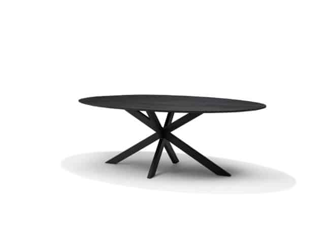 Star Eettafel 190 X 120 Cm Ovaal Mangohout Zwart 3 Cm