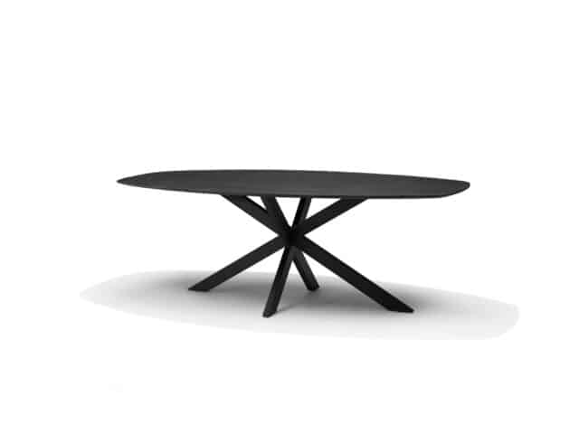 Star Eetkamertafel 220 X 110 Cm Bootvorm Mango Zwart 3 Cm