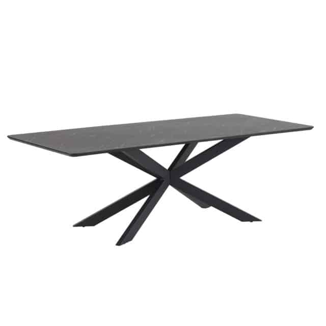 Solar Eetkamertafel Rechthoek 190 X 100 Cm Mdf Hpl Zwart Marmer 25 Mm