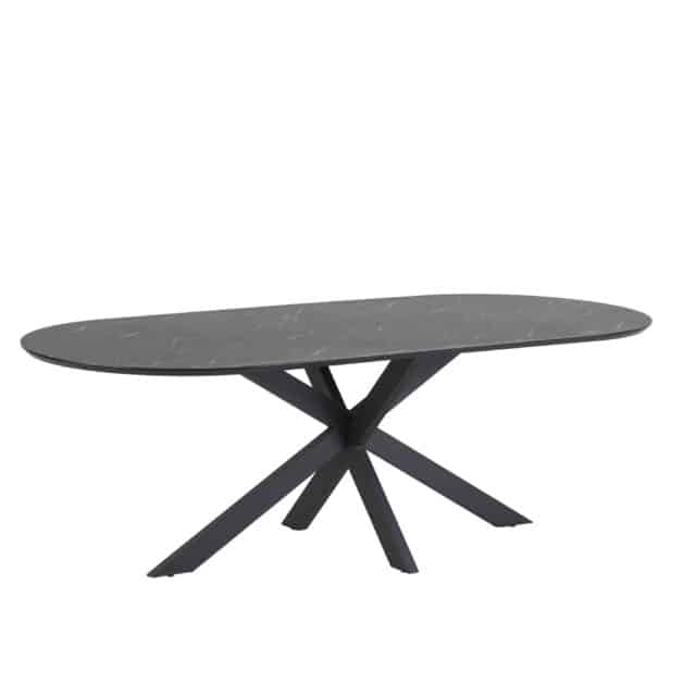 Star Eetkamertafel Capsulevorm 190 X 100 Mdf Hpl Zwart Marmer 25 Mm