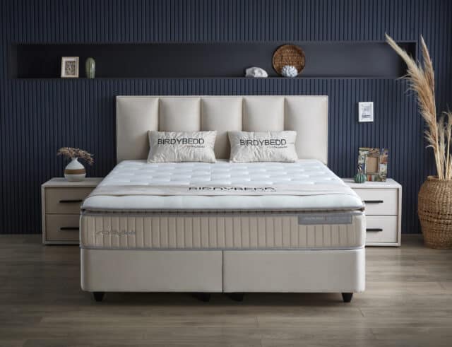 Skybedd 8211 Boxspring Met Opbergruimte Birdybedd Beige 180 215 200