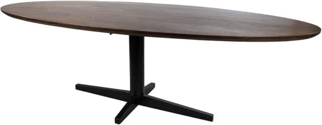 Eetkamertafel 190 Ovaal Poot Zwart Mango Bruin Walnoot
