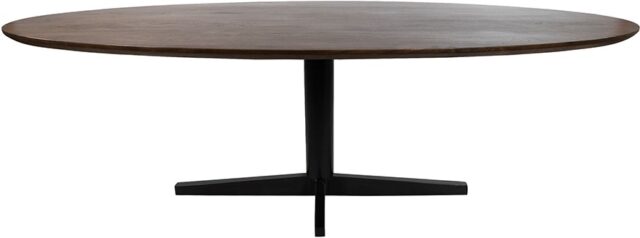 Eetkamertafel 240 Cm Ovaal Poten Zwart Mango Bruin Walnoot